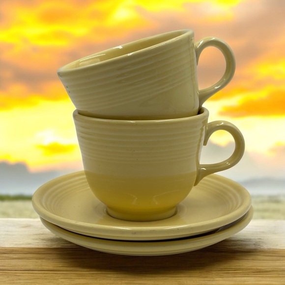 Fiestaware Other - Vintage Fiestaware Soft Yellow Teacups w/Saucers. Coffee Mugs.